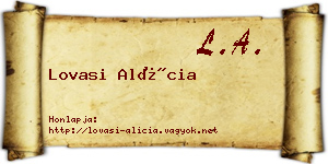 Lovasi Alícia névjegykártya